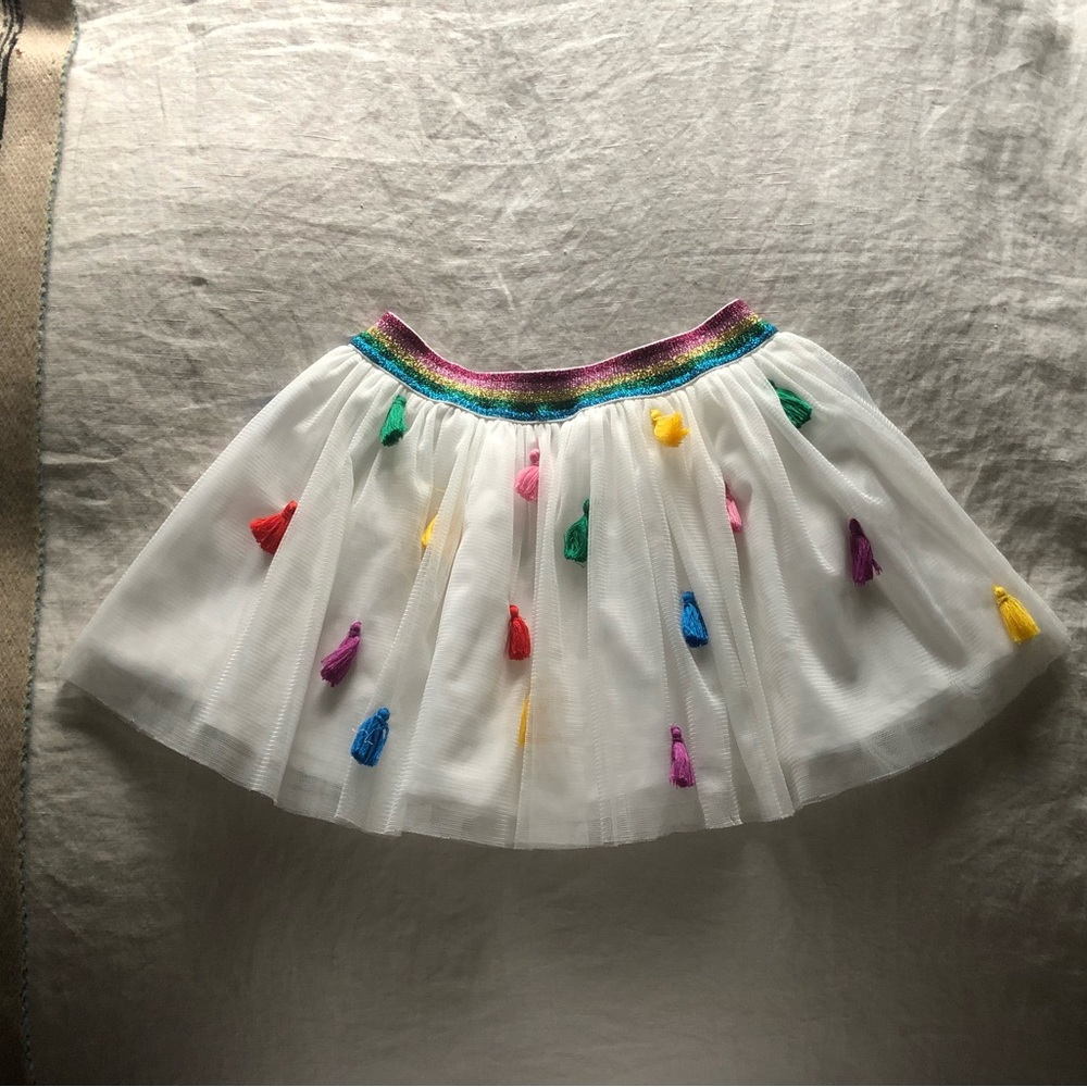 ❤️SOLD❤️ Stella McCartney Kids White Tulle Tassel Skirt Sz 5